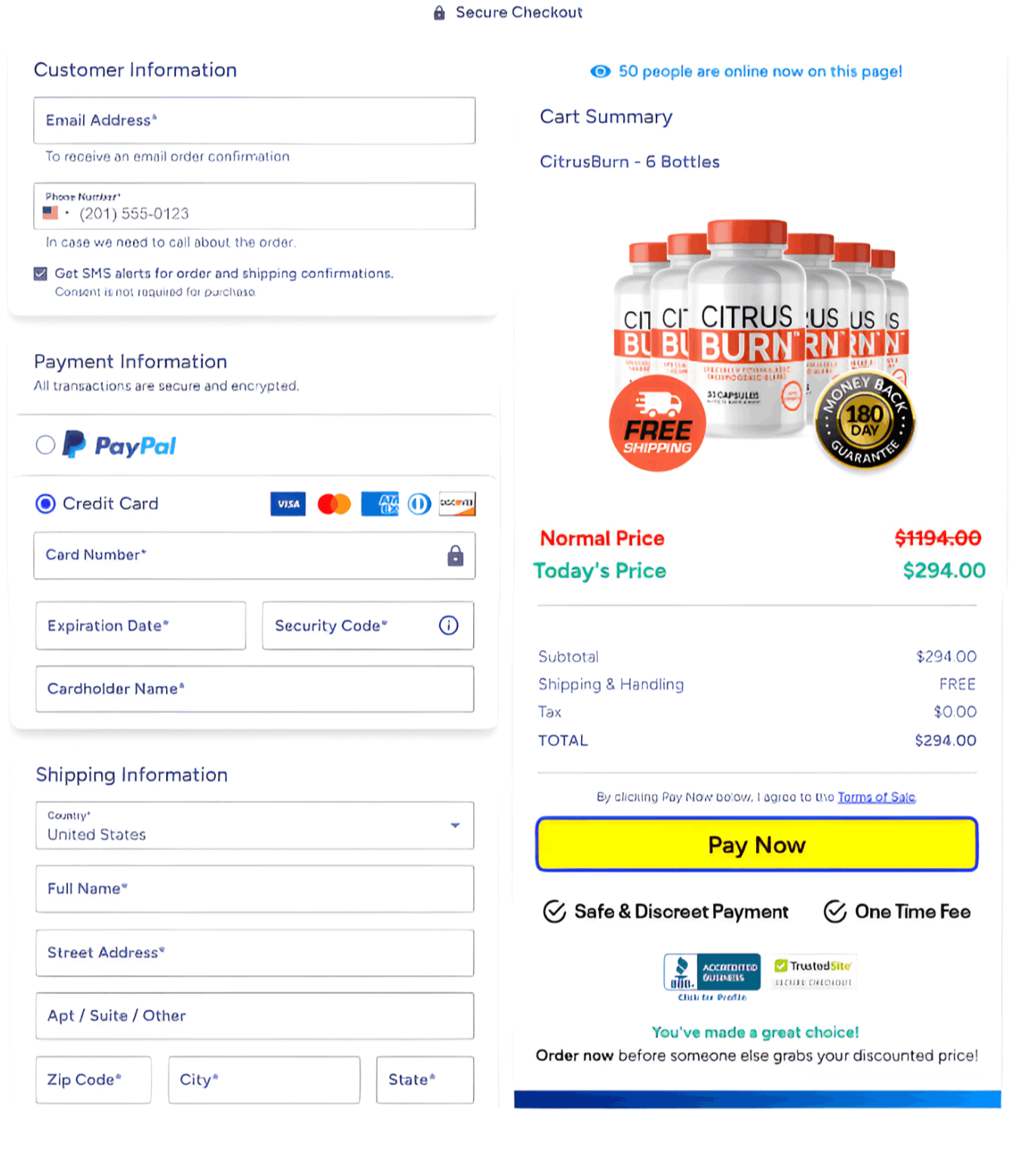 CitrusBurn-order-page